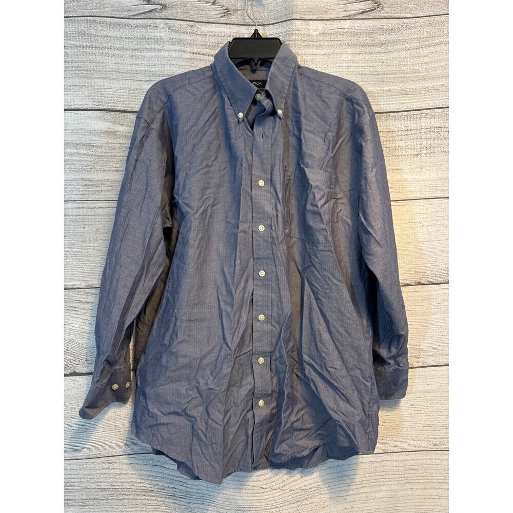 Nautica Mens Classic Fit Non-Iron Button-Down Shirt Size 16.5 32/33